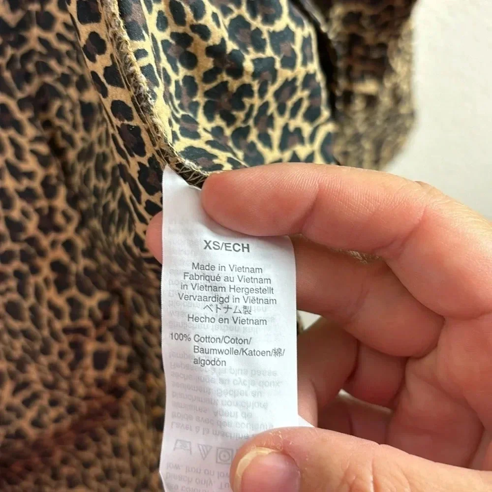 J. Crew Button down Poplin Shirt - Leopard / Cheetah/ Animal Print size XS